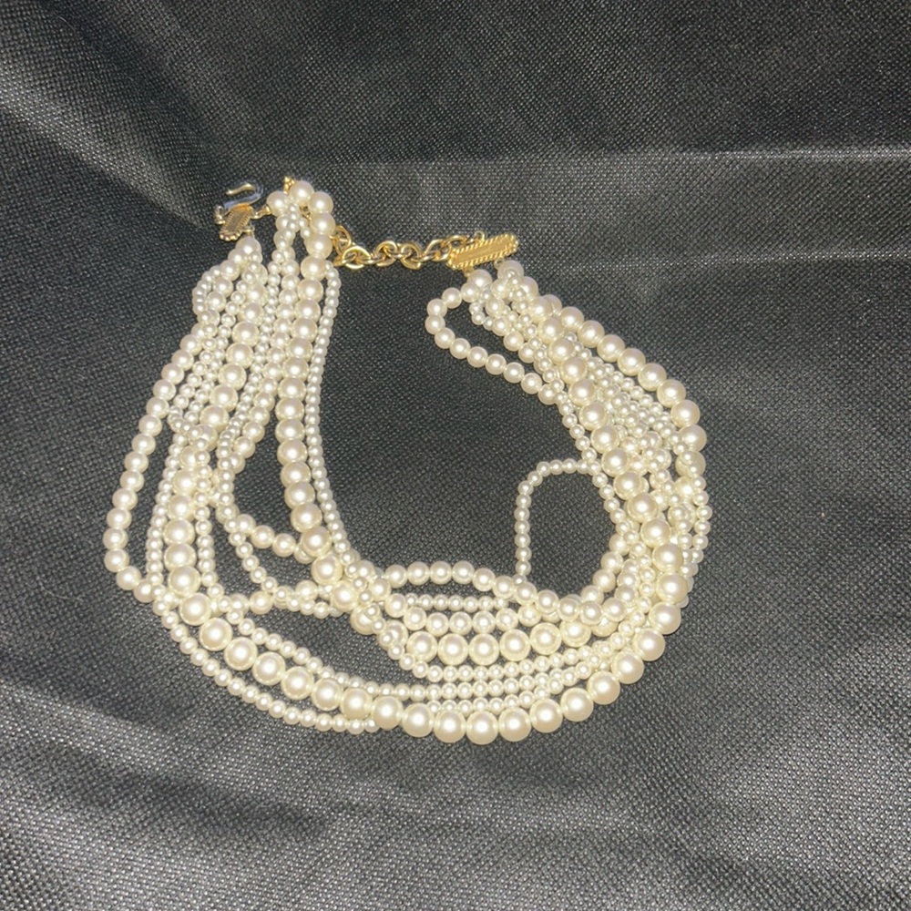 Gold tone Elegant Pearl Beaded‎ choker Necklace